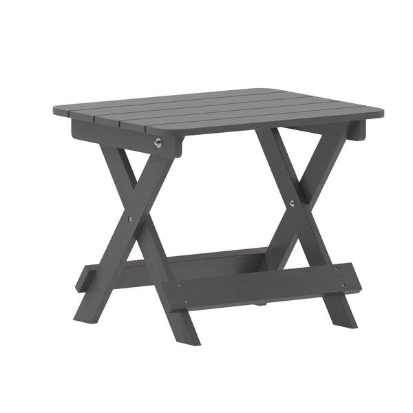 Gray |#| Commercial Grade All-Weather Portable Folding Adirondack Side Table - Gray