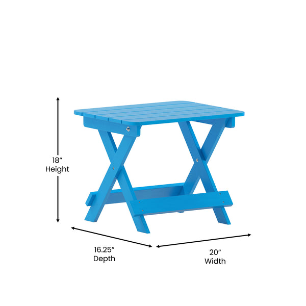 Blue |#| Commercial Grade All-Weather Portable Folding Adirondack Side Table - Blue