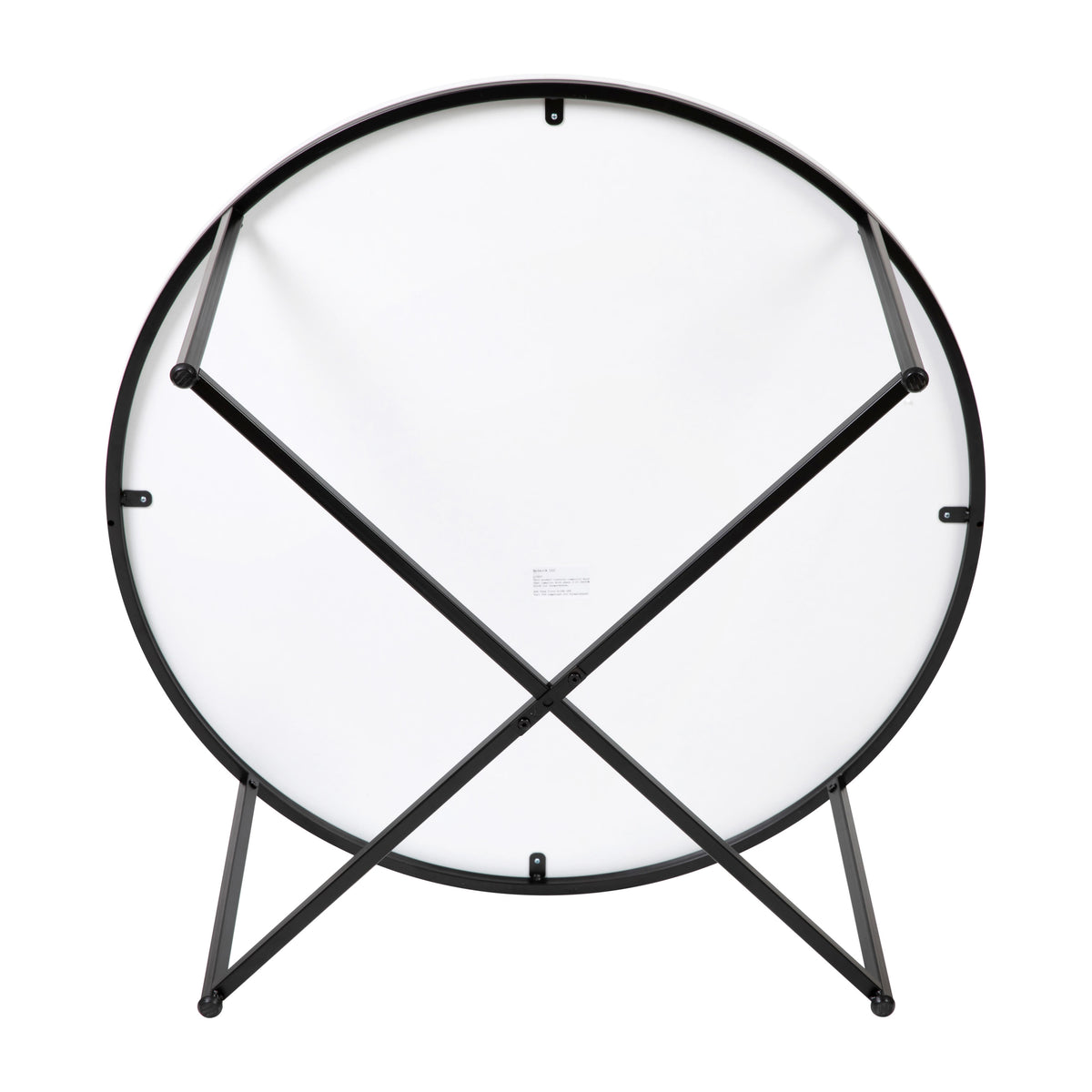 White Top/Matte Black Frame |#| White Laminate Living Room Coffee Table with Crisscross Matte Black Metal Frame