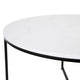 White Marble Top/Matte Black Frame |#| White Marble Finish Coffee Table with Crisscross Matte Black Metal Frame