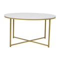  White Marble Top/Brushed Gold Frame