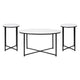 White Top/Matte Black Frame |#| White Finish Table Set with Matte Black X Metal Frame-Coffee Table-2 End Tables