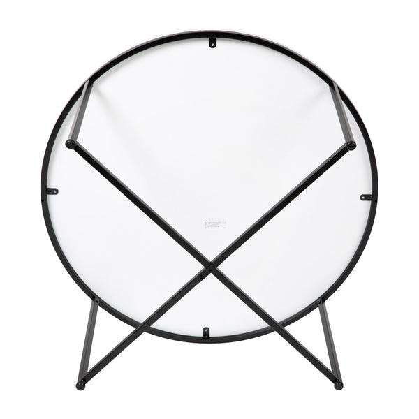 White Top/Matte Black Frame |#| White Finish Table Set with Matte Black X Metal Frame-Coffee Table-2 End Tables