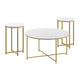 White Top/Brushed Gold Frame |#| White Finish Table Set with Brushed Gold X Metal Frame-Coffee Table-2 End Tables