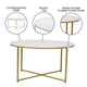 White Marble Top/Brushed Gold Frame |#| Marble Finish Table Set - Brushed Gold X Metal Frame-Coffee Table-2 End Tables