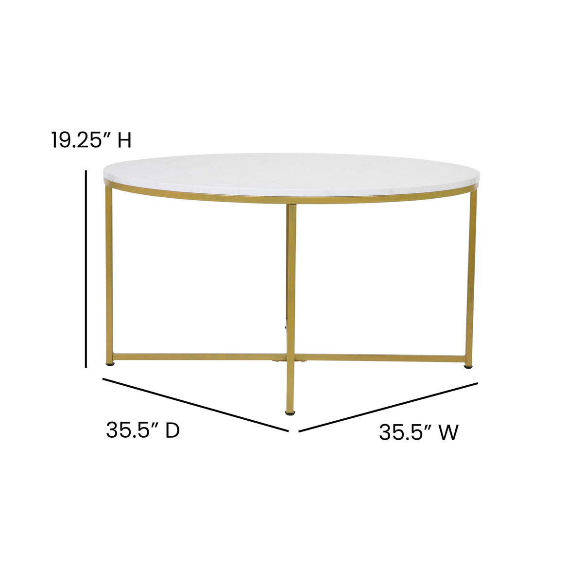 White Marble Top/Brushed Gold Frame |#| Marble Finish Table Set - Brushed Gold X Metal Frame-Coffee Table-2 End Tables