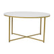 White Marble Top/Brushed Gold Frame |#| Marble Finish Table Set - Brushed Gold X Metal Frame-Coffee Table-2 End Tables