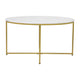 White Marble Top/Brushed Gold Frame |#| Marble Finish Table Set - Brushed Gold X Metal Frame-Coffee Table-2 End Tables