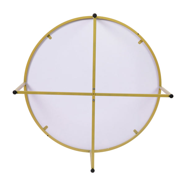 White Marble Top/Brushed Gold Frame |#| Marble Finish Table Set - Brushed Gold X Metal Frame-Coffee Table-2 End Tables