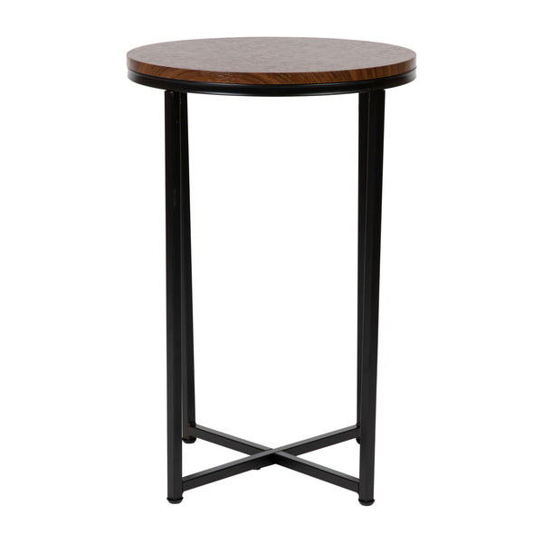 Walnut Top/Matte Black Frame |#| Walnut Finish Table Set with Matte Black X Metal Frame-Coffee Table-2 End Tables