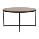 Walnut Top/Matte Black Frame |#| Walnut Finish Table Set with Matte Black X Metal Frame-Coffee Table-2 End Tables