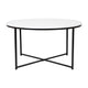 White Marble/Matte Black |#| Marble Finish Table Set with Matte Black X Metal Frame-Coffee Table-2 End Tables
