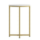 White Top/Brushed Gold Frame |#| White Laminate Living Room End Table with Crisscross Brushed Gold Metal Frame