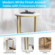 White Top/Brushed Gold Frame |#| White Laminate Living Room End Table with Crisscross Brushed Gold Metal Frame