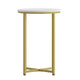 White Top/Brushed Gold Frame |#| White Laminate Living Room End Table with Crisscross Brushed Gold Metal Frame