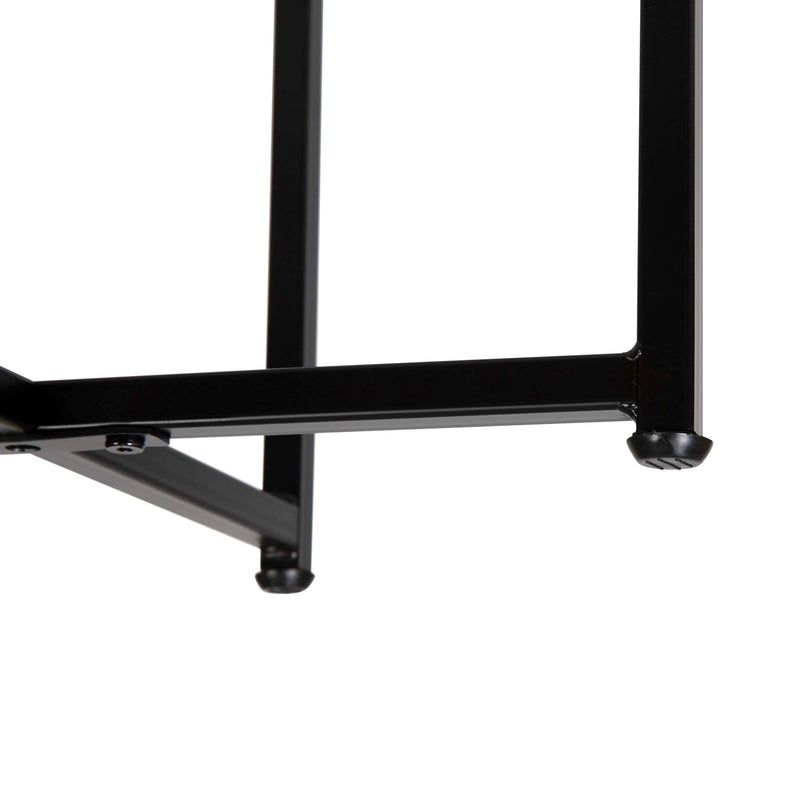 Walnut Top/Matte Black Frame |#| Walnut Finish Laminate End Table with Crisscross Matte Black Metal Frame