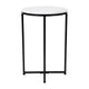 White Marble Top/Matte Black Frame |#| White Marble Finish End Table with Crisscross Matte Black Metal Frame