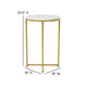 White Marble Top/Brushed Gold Frame |#| White Marble Finish End Table with Crisscross Brushed Gold Metal Frame