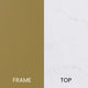 White Marble Top/Brushed Gold Frame |#| White Marble Finish End Table with Crisscross Brushed Gold Metal Frame