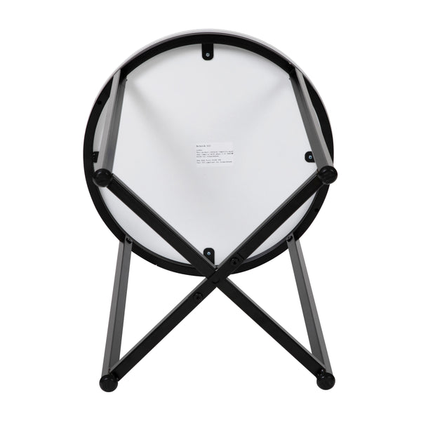 White Top/Matte Black Frame |#| White Laminate Living Room End Table with Crisscross Matte Black Metal Frame