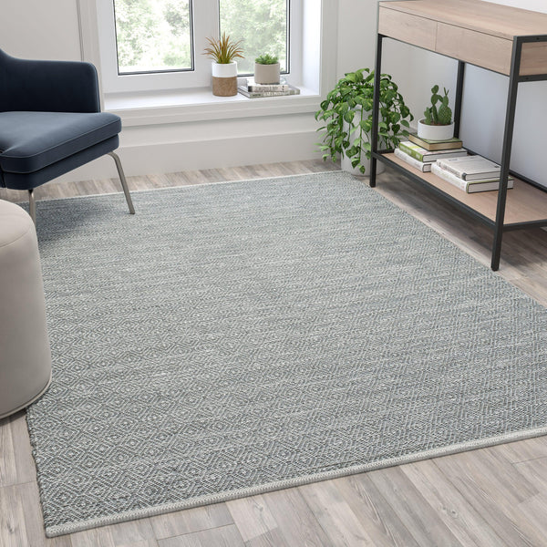 5' x 7' |#| 5' x 7' Handwoven Diamond Motif Indoor Area Rug in Grey Micro Polyester