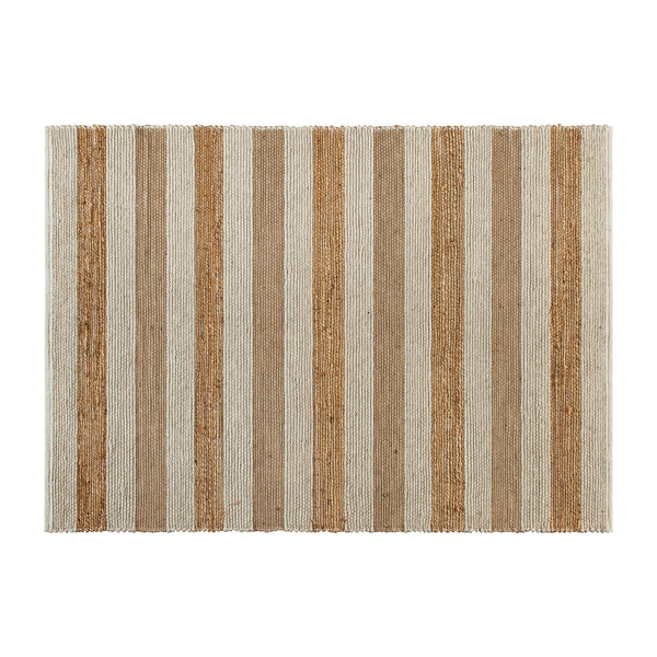 5' x 7' Natural Handwoven Striped Pattern Jute Blend Area Rug