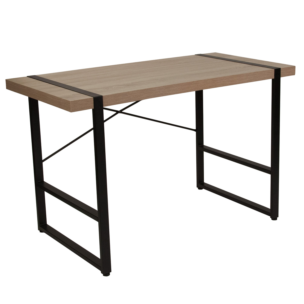 Rustic Wood Grain Finish Console Table with Cross Brace Backing