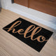 Black |#| Indoor/Outdoor Coir Doormat with Hello Message and Non-Slip Back-Black/Natural