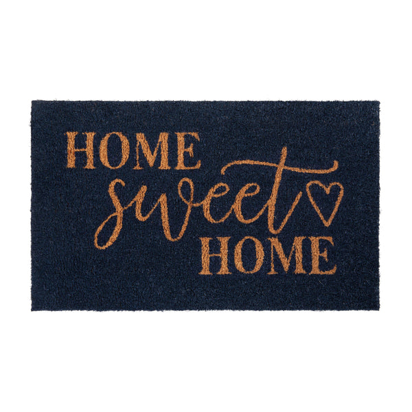 Navy |#| Indoor/Outdoor Non-Slip Coir Doormat with Home Sweet Home Message-Navy/Natural