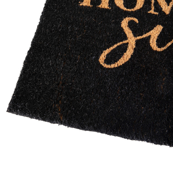 Black |#| Indoor/Outdoor Non-Slip Coir Doormat with Home Sweet Home Message-Black/Natural