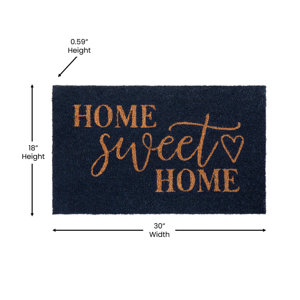 Navy |#| Indoor/Outdoor Non-Slip Coir Doormat with Home Sweet Home Message-Navy/Natural