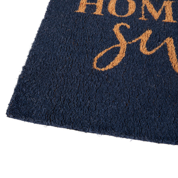 Navy |#| Indoor/Outdoor Non-Slip Coir Doormat with Home Sweet Home Message-Navy/Natural