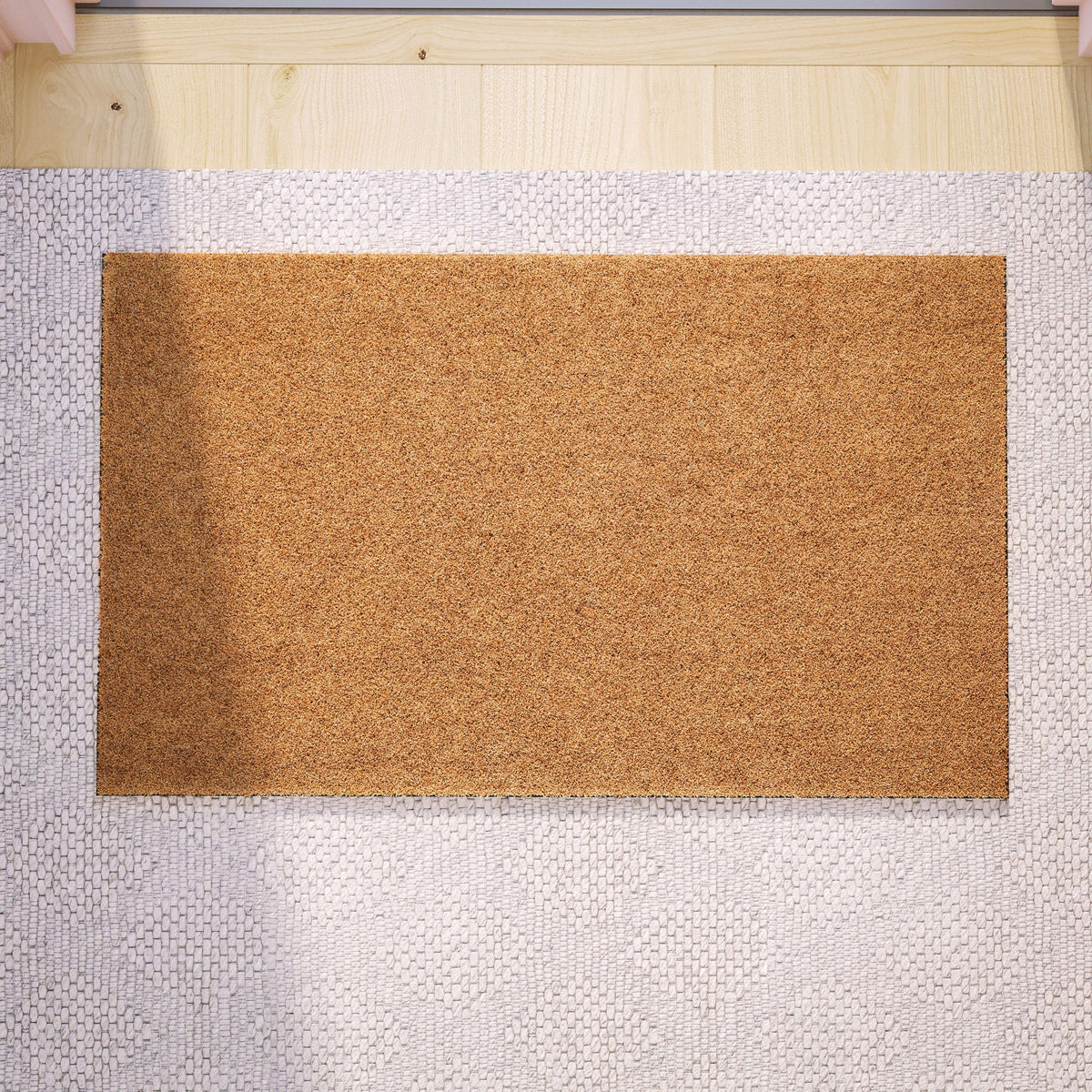 Natural |#| Indoor/Outdoor Solid Coir Entryway Doormat with Non-Slip Backing in Natural