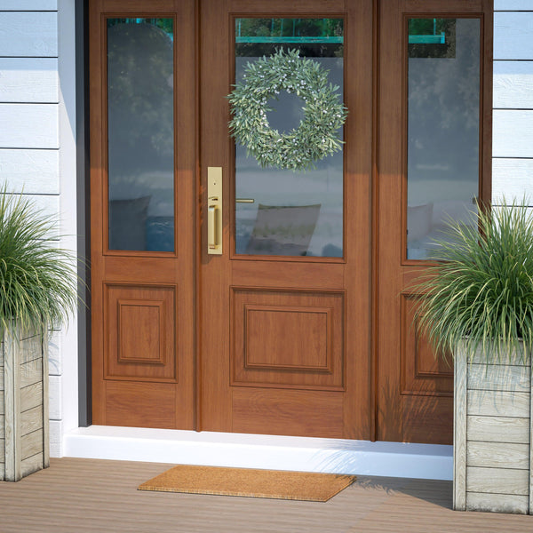 Natural |#| Indoor/Outdoor Solid Coir Entryway Doormat with Non-Slip Backing in Natural