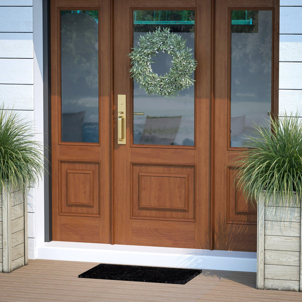Black |#| Indoor/Outdoor Solid Coir Entryway Doormat with Non-Slip Backing in Black