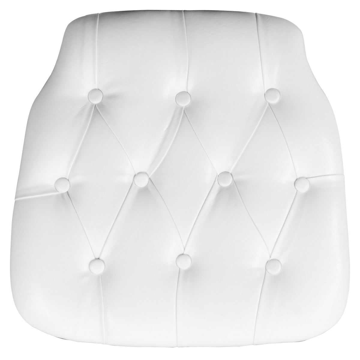 White |#| Hard White Tufted Vinyl Chiavari Chair Cushion - Event Accessories