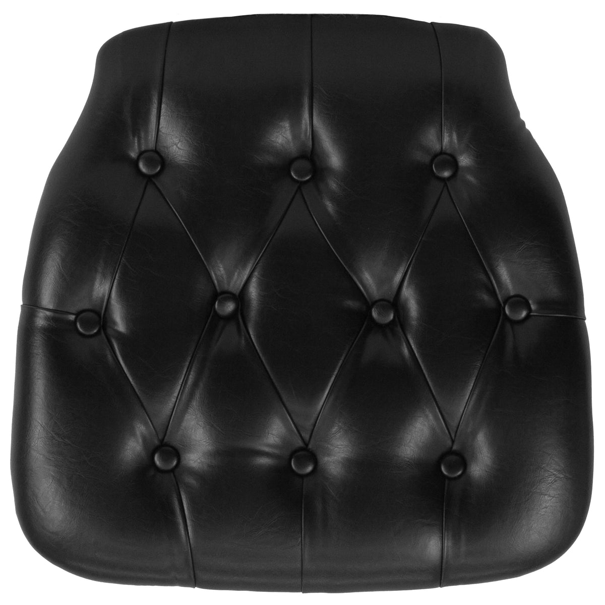 Black |#| Hard Black Tufted Vinyl Chiavari Chair Cushion - Event Accessories