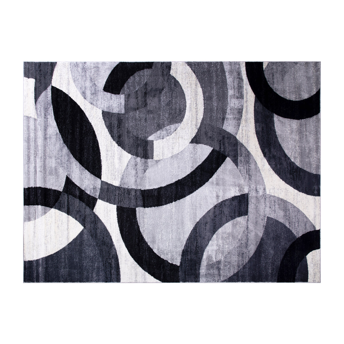 Gray,6' x 9' |#| Modern Geometric Design Area Rug in Black, Gray, and White - 6' x 9'