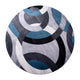 Blue,5' Round |#| Modern Round Geometric Design Area Rug in Blue, Gray, and White - 8' x 8'