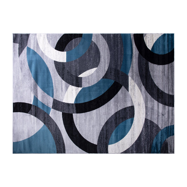 Blue,5' x 7.5' |#| Modern Geometric Design Area Rug in Blue, Gray, and White - 5' x 7'