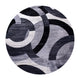 Gray,5' Round |#| Modern Round Geometric Design Area Rug in Black, Gray, and White - 8' x 8'