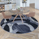 Gray,8' Round |#| Modern Round Geometric Design Area Rug in Black, Gray, and White - 8' x 8'