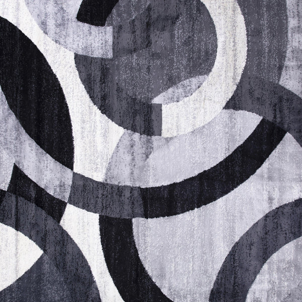 Gray,5' x 7.5' |#| Modern Geometric Design Area Rug in Black, Gray, and White - 5' x 7'