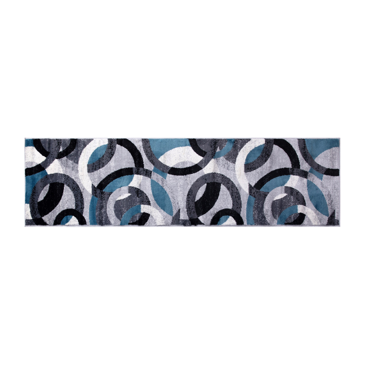 Blue,2' x 7' |#| Modern Geometric Design Area Rug in Blue, Gray, and White - 2' x 7'