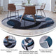 Blue,8' Round |#| Modern Round Geometric Design Area Rug in Blue, Gray, and White - 8' x 8'