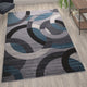 Blue,6' x 9' |#| Modern Geometric Design Area Rug in Blue, Gray, and White - 6' x 9'