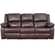 Brown LeatherSoft |#| Contemporary Brown LeatherSoft Plush Pillow Back Sofa w/Two Built-In Recliners