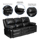 Black LeatherSoft |#| Contemporary Black LeatherSoft Pillow Back Sofa with Two Built-In Recliners