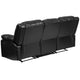 Black LeatherSoft |#| Contemporary Black LeatherSoft Pillow Back Sofa with Two Built-In Recliners