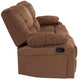 Chocolate Brown Microfiber |#| Contemporary Chocolate Brown Microfiber Sofa with Two Built-In Recliners